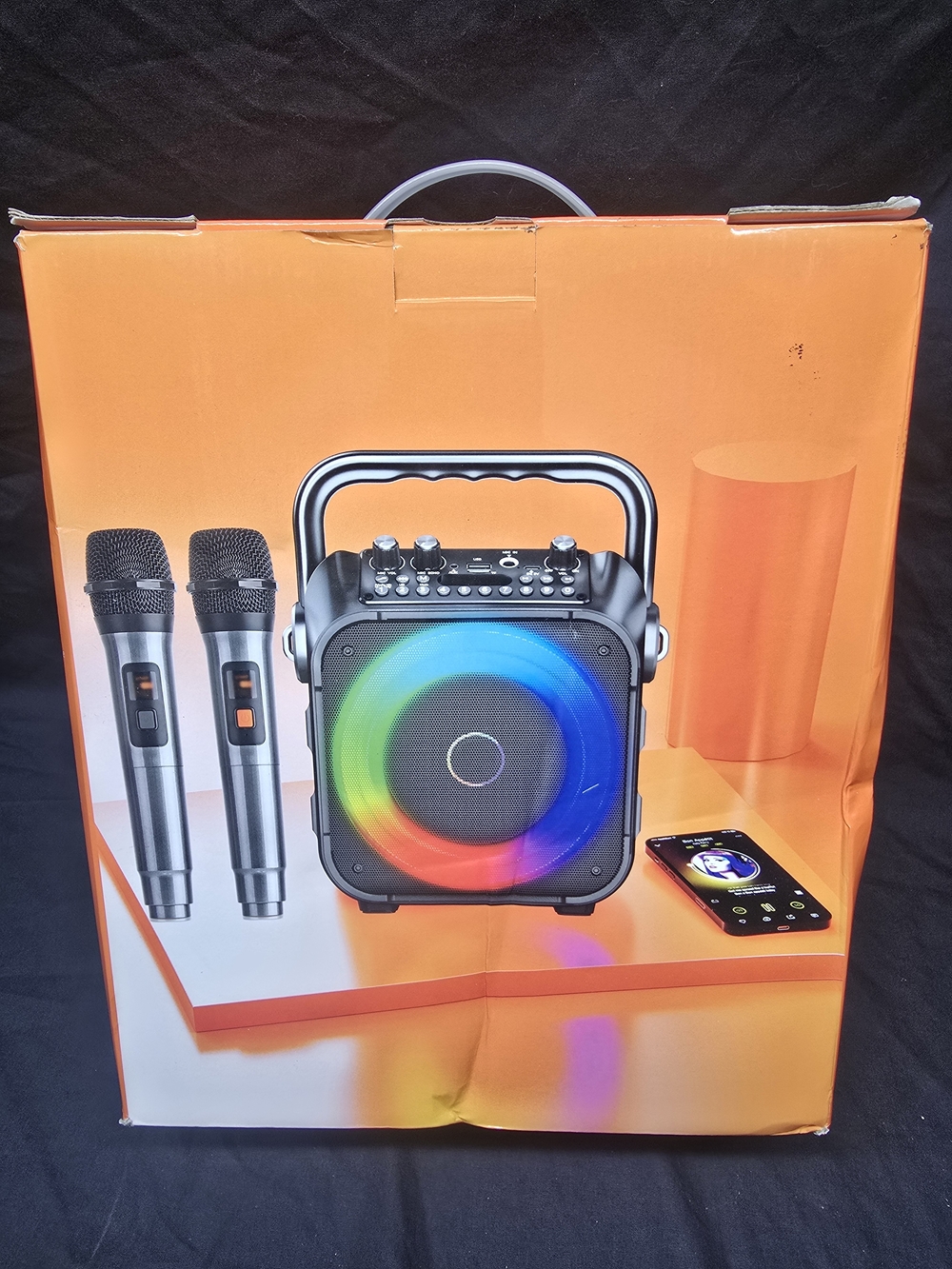 K9-M Bluetooth Karaoke Machine with 2 Wireless Microphones RGB LED Speaker